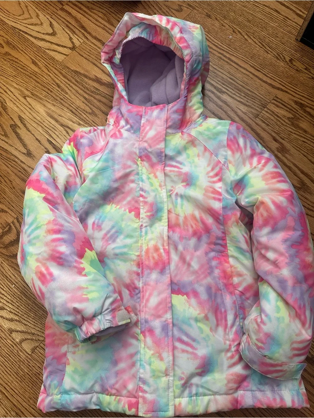 Girls Print 3 In 1 Jacket - Tie dye - pink purple
